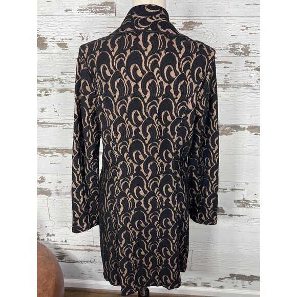 CABI Arabesque Lace Long Line Button Jacket Black/Nude Sz M #681 - Picture 4 of 7